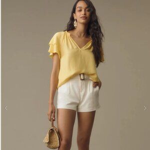 Brand New Cloth & Stone Short-Sleeve Ruffle-Neck Top